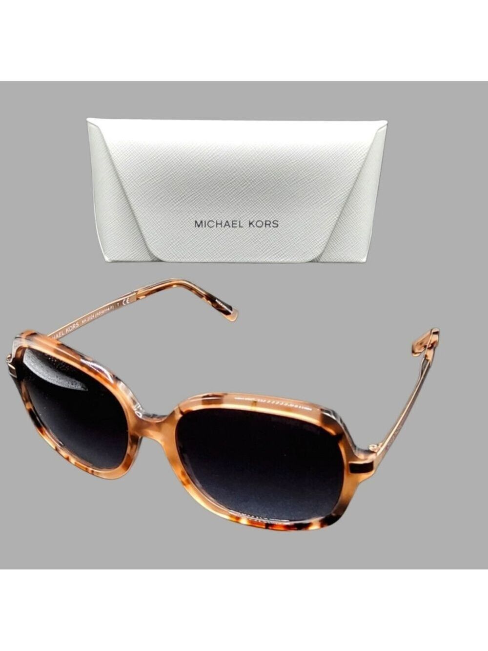 MICHAEL KORS ADRIANNA II 57MM PINK TORTOISE SUNGLASSES LIGHT GREY GRADIENT LENS